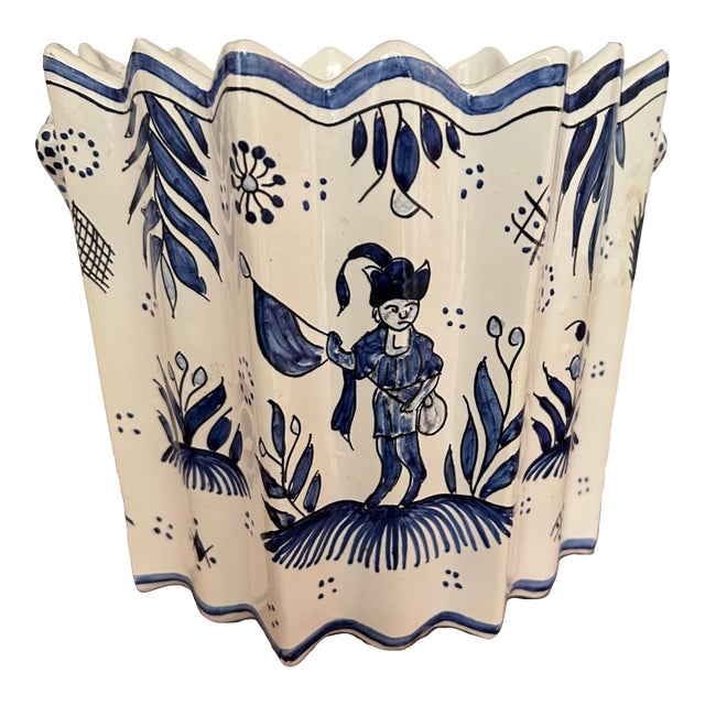 1950s French Provence Fluted Cache Pot For Sale