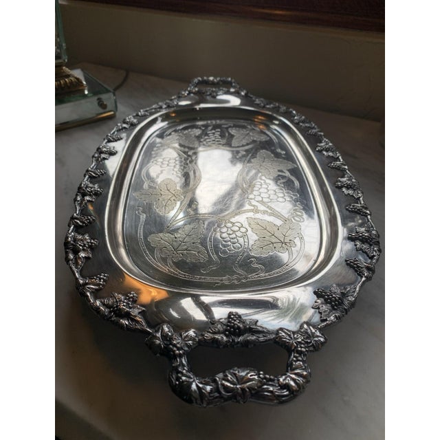 Antique Victorian Meriden Silver-Plate Footed Tray For Sale - Image 13 of 16