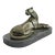 Handcrafted Henry Moore Mountain Lion Bronze Sculpture Marble Base Figurine For Sale
