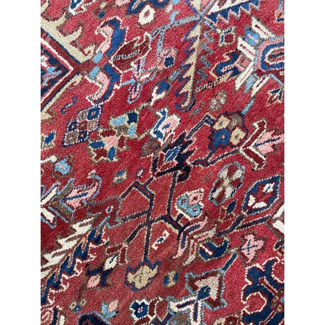 Red TWO-TONED PALACE Size Vintage Northwest Tribal Heriz Sun-Kissed with Reds Rug 12 x 17.7 For Sale - Image 8 of 18