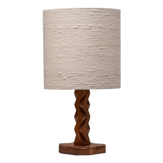Sculptural Hand-Carved Wood Table Lamp, France, 1940s For Sale