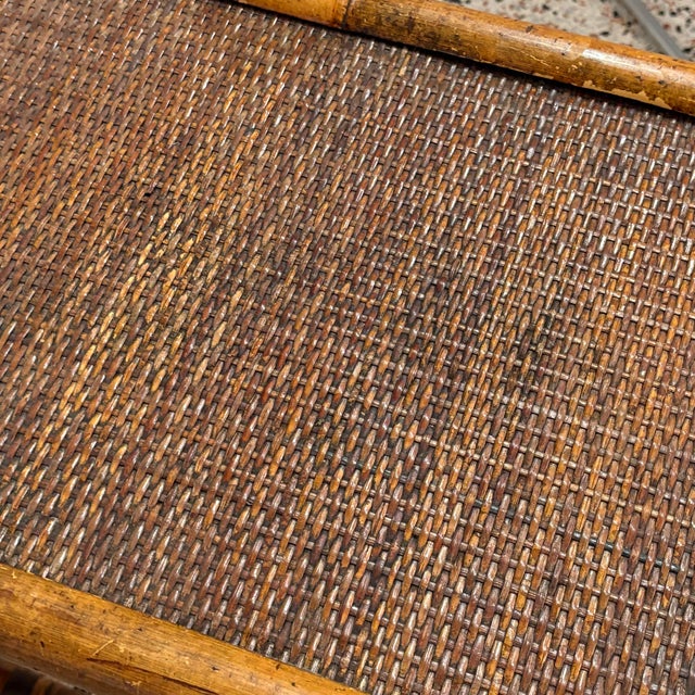 Wood Vintage Chinoiserie Bamboo Side Table For Sale - Image 7 of 11