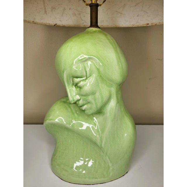 1920s Green Glazed Art Deco Bust With Shade. For Sale - Image 5 of 6