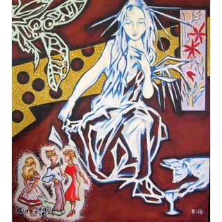 Rites of Spring by Louis Recchia | Oil on canvas depicting a figure surrounded by floral elements. For Sale