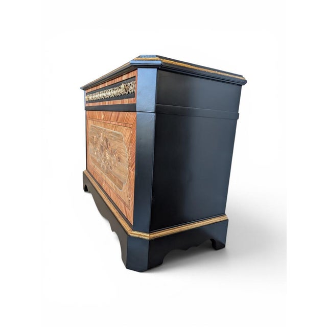 Wood Vintage Chest of Drawers with Blockboard and Brass Inlays, 1950s For Sale - Image 7 of 14