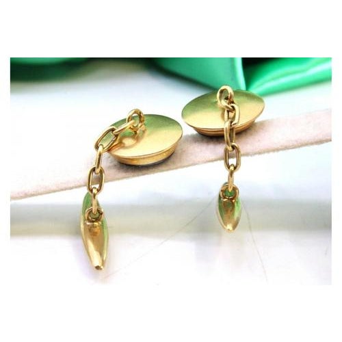 Metal Gold Cufflinks with Figures, Set of 2 For Sale - Image 7 of 8