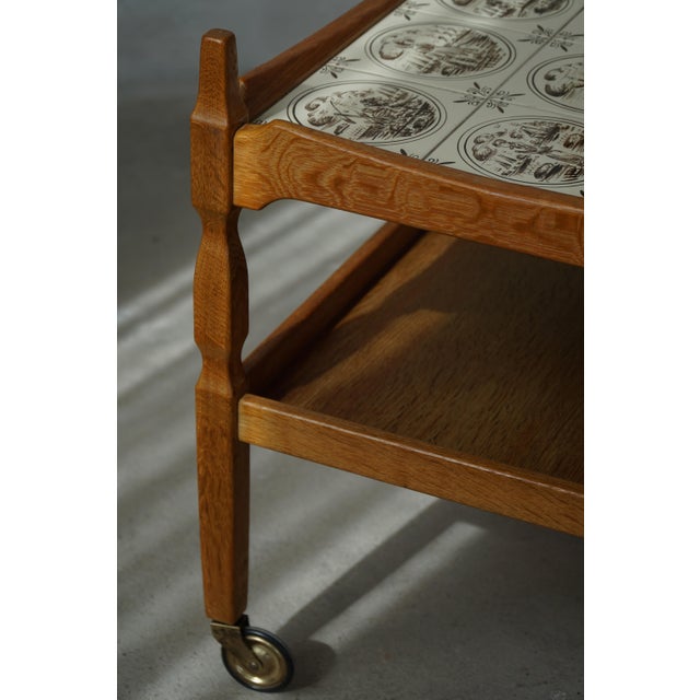 Danish Modern Serving Trolley with Tile Top by Henning Kjærnulf, Denmark, 1960s For Sale - Image 6 of 18