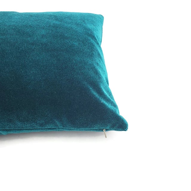 Cowtan and Tout - Rostang in Lagoon Pillow Cover - 13" X 20" Bright Teal Plush Velvet Cushion Case For Sale - Image 4 of 5