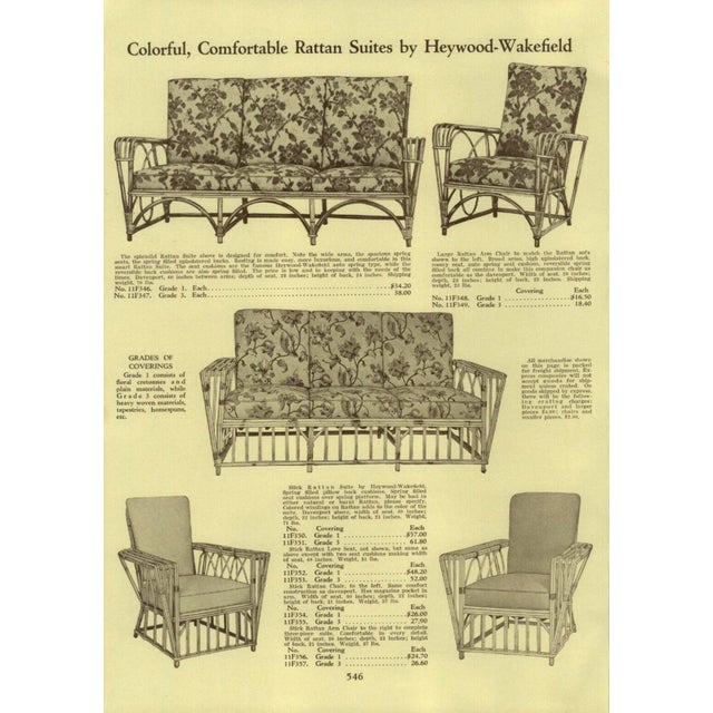 Heywood-Wakefield stick rattan sofa from the late 1920s–early 1930s, part of the company’s early “Stick Rattan Suite”...