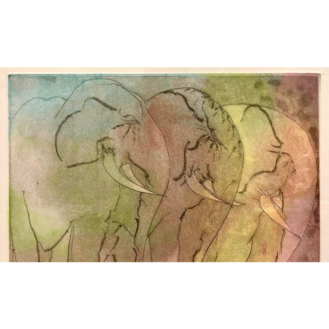 Stanley Boxer, Stanley Boxer Aquatint Intaglio Etching Elephant Herd Abstract Expressionist, 1979 For Sale - Image 4 of 14