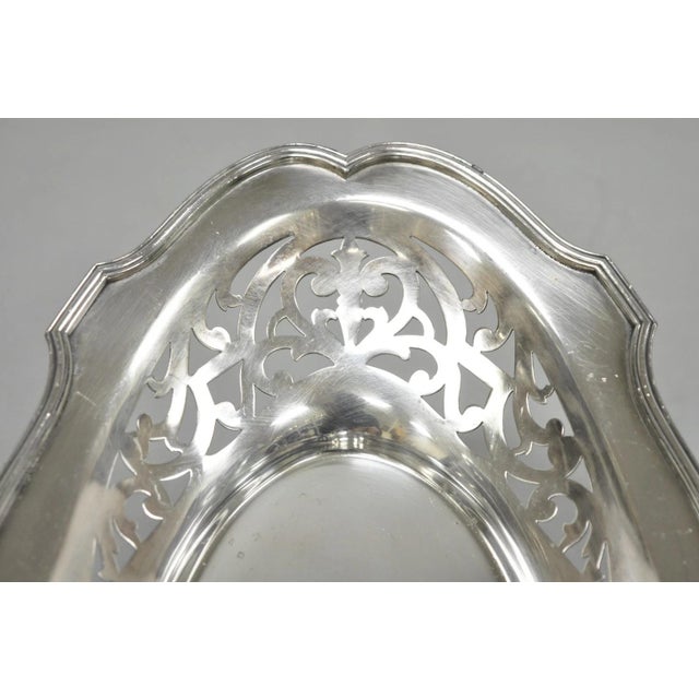 Metal Antique Victorian Silver Plated Oval Reticulated Trinket Dish Tray by l.b.s. Co For Sale - Image 7 of 11