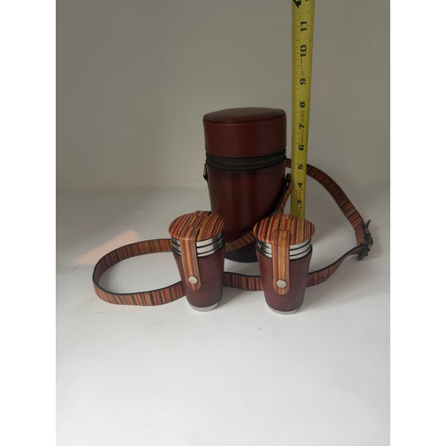 Vintage Paul Smith Leather Travel Cocktail Set With Stainless Cups & Flask - 13 pcs For Sale - Image 10 of 12