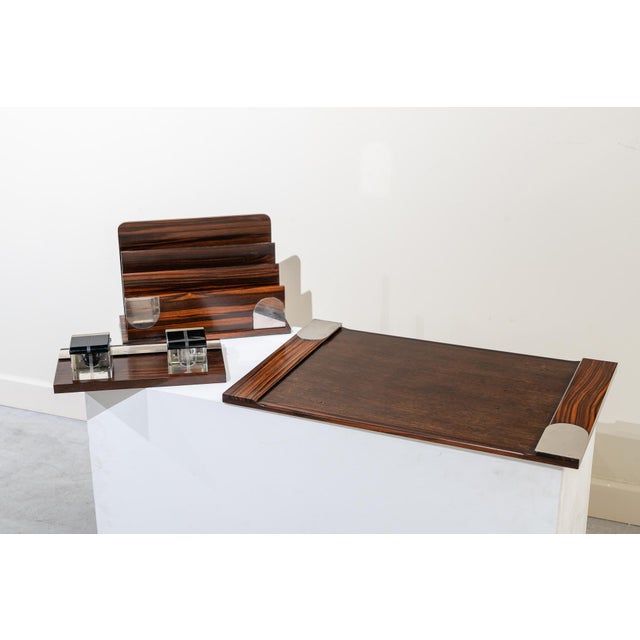 Large Art Deco Writing Set in Macassar Ebony, France, 1920s, Set of 4 For Sale - Image 6 of 8