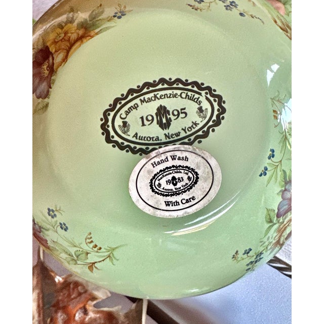 Green Vintage 1995 Camp Mackenzie Childs Green Floral Coffee Pot/Kettle With Wood Handle and Lid For Sale - Image 8 of 12