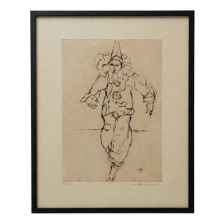 A. Hürlimann, Clown / Harlequin, 1970s, Wood & Paper For Sale