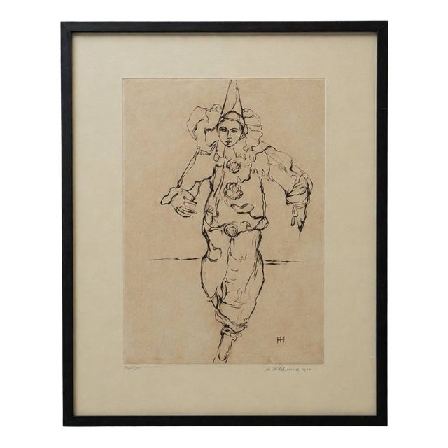 A. Hürlimann, Clown / Harlequin, 1970s, Wood & Paper For Sale