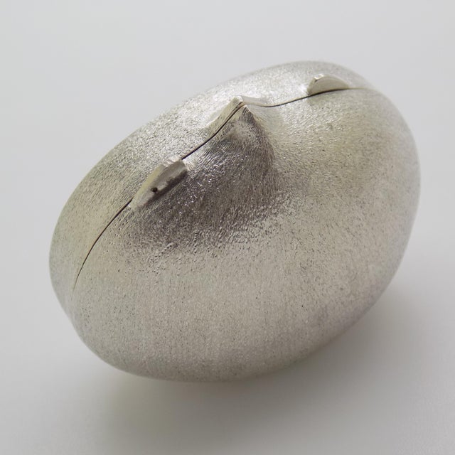 Italian Vintage Italian Handmade Genuine Silver Chestnut Shaped Pill Snuff Trinket Box For Sale - Image 3 of 12