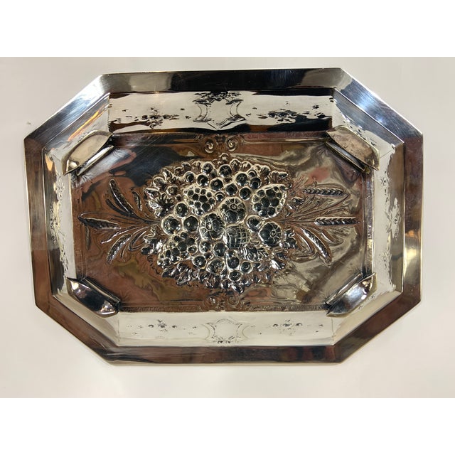 Vintage Footed Fruit Embossed Silver Plate Serving Dish For Sale - Image 4 of 5