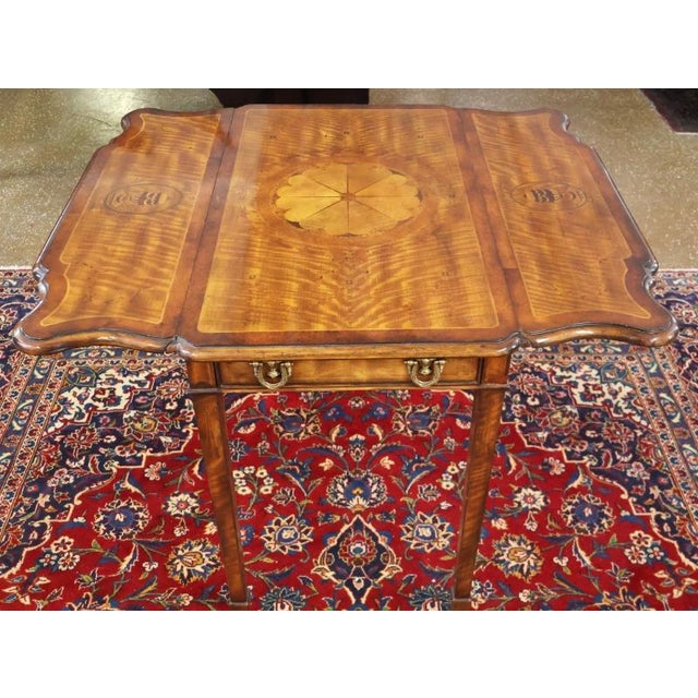 Wood Theodore Alexander Replica Collection Sheraton Satinwood Inlaid Pembroke Table For Sale - Image 7 of 11