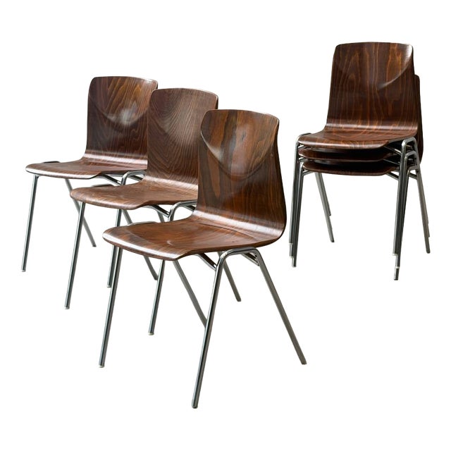 Stacking Chair with Pagholz Shell from Thur-Op-Seat, West Germany, 1970s For Sale