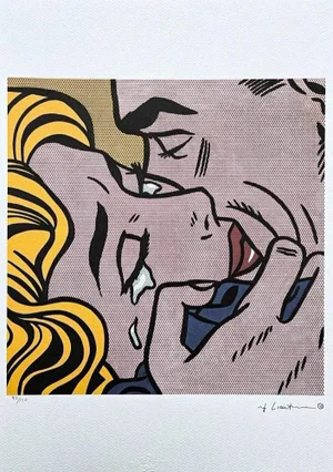 After Roy Lichtenstein, "The Kiss V", 1990s, Silk-Screen