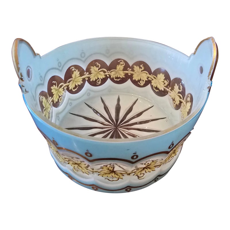 Antique Bohemian Glass Moser Overlay Ice Bucket