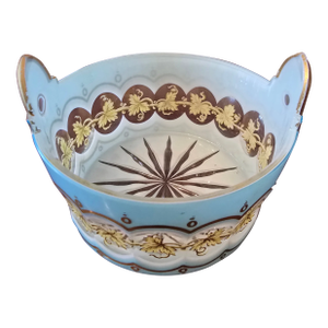 Antique Bohemian Glass Moser Overlay Ice Bucket