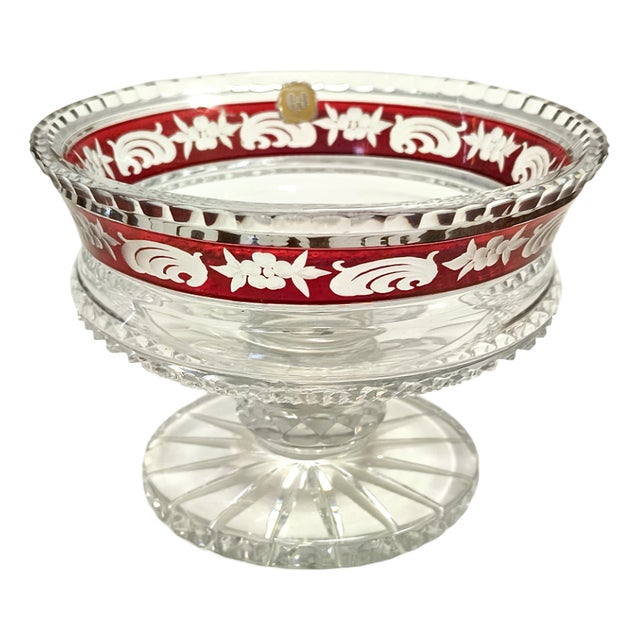 Transparent and Red Crystal Vide-Pouch, Czech Republic, 1960s For Sale