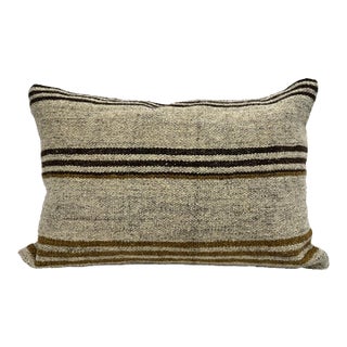 Turkish Hemp Pillow Cushion Natural Beige Brown Black Pillow Cushion Cover 16" x 24" For Sale