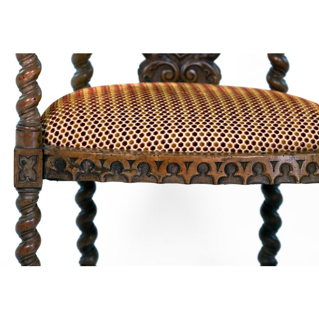 Gothic Revival Yew Tub Chair With Barley‑Twist Supports, Circa 1880 For Sale - Image 14 of 18