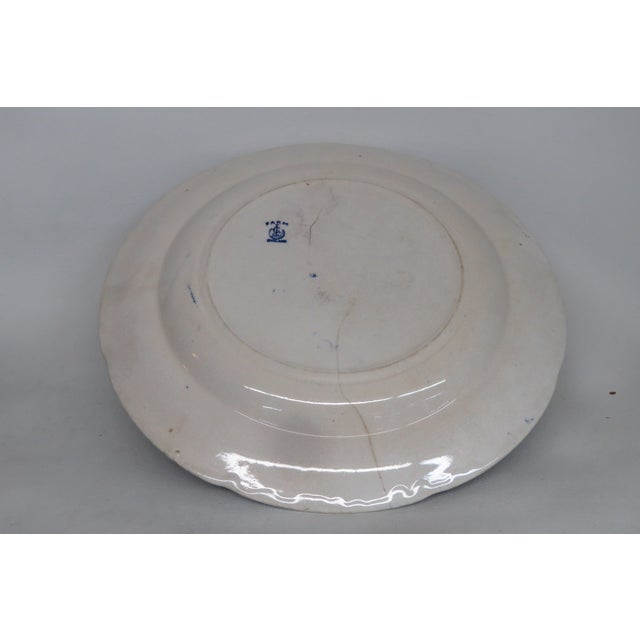 Ceramic George Jones England Farm Pattern Blue Transferware Plate 4663b For Sale - Image 7 of 9