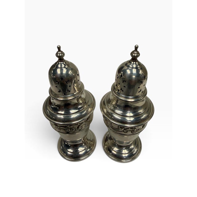 Early 20th Century Antique Gorham "Strasbourg" Solid Sterling Silver Salt & Pepper Shakers - Pair For Sale - Image 5 of 6