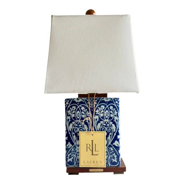 Ralph Lauren Home Blue and White Chinoiserie Porcelain Lamp, Vineyard Pattern For Sale