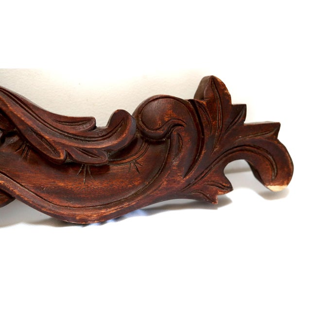 Brown 19th Century Mahogany Hand Carved Wood Cornice For Sale - Image 8 of 9