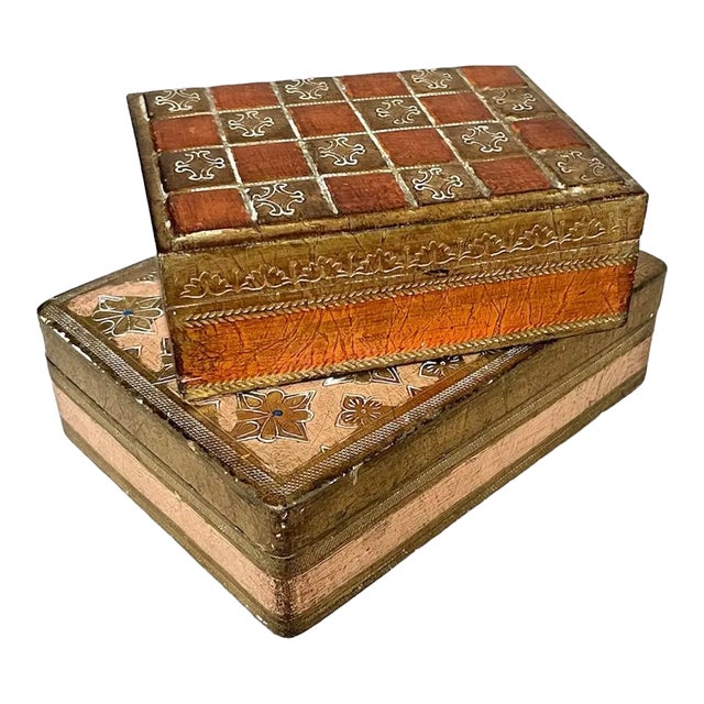 Mid 20th Century Paint Decorated Florentine Boxes - 2 For Sale