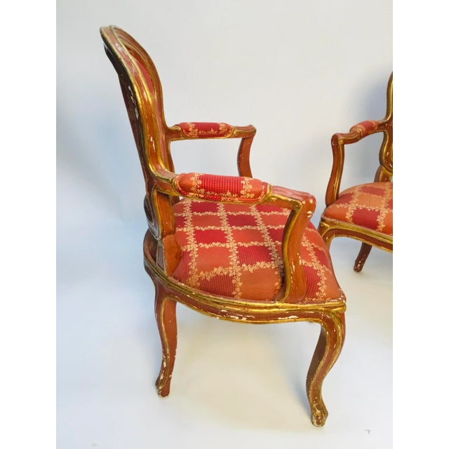 French 19th Century Venetian Louis XV Style Painted and Gilt Armchairs- A Pair For Sale - Image 3 of 13