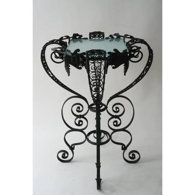 Garden Pedestal Wrought Iron From Palm Beach Mizner Workshop For Sale - Image 4 of 11