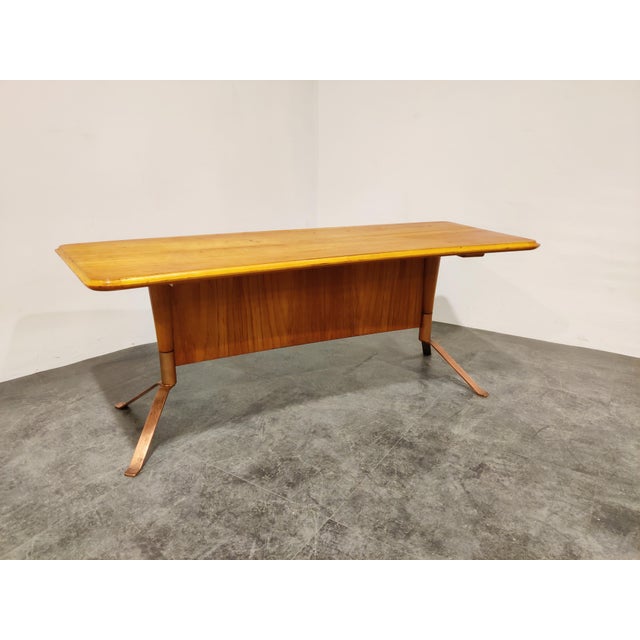 Brown Mid-Century Curved Coffee Table, 1960s For Sale - Image 8 of 11