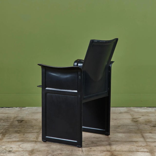 Matteo Grassi Black Leather Arm Chair For Sale - Image 11 of 12