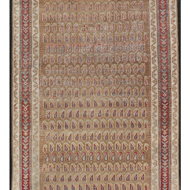 Tribal Antique Malayer Runner With All-Over Paisley Design in Red, Brown, and Blue 3'4 X 7'4 For Sale - Image 3 of 12