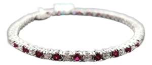 5.14 Ct Natural Burma Ruby & Diamond Tennis Bracelet