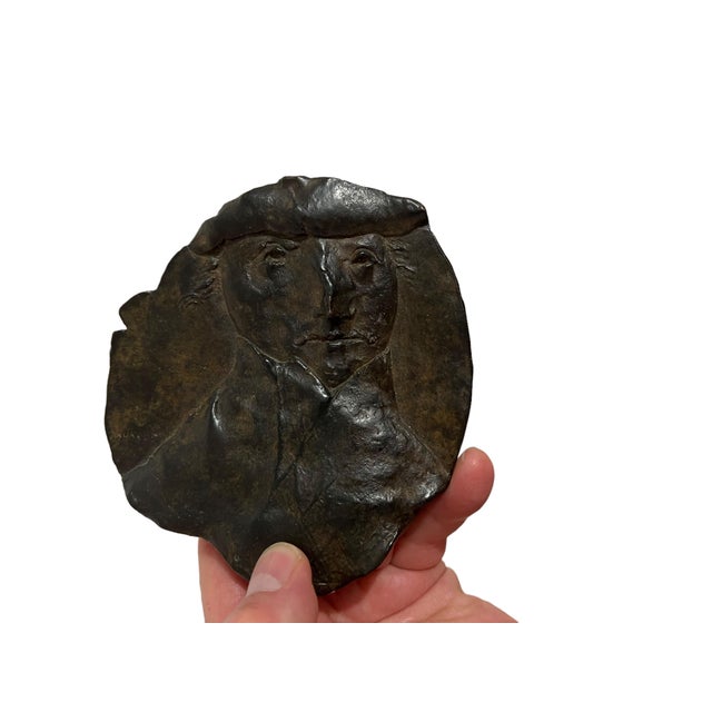 David Aronson, Bronze Plaque Sculpture Judaica Rabbi Figure Portrait American Boston Modernist For Sale - Image 10 of 11