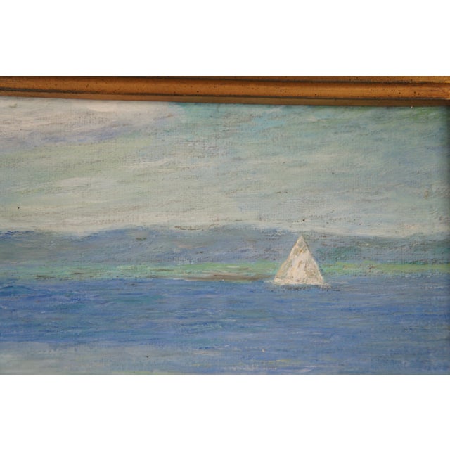 Wood White Sails American Impressionist Oil Painting After Edward Henry Potthast 28" For Sale - Image 7 of 11