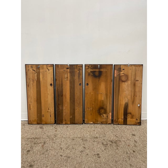 Vintage Mid-Century Modern Geometric Wall Panels, Set of Four, Orange and Yellow Abstract Wall Art For Sale - Image 10 of 10