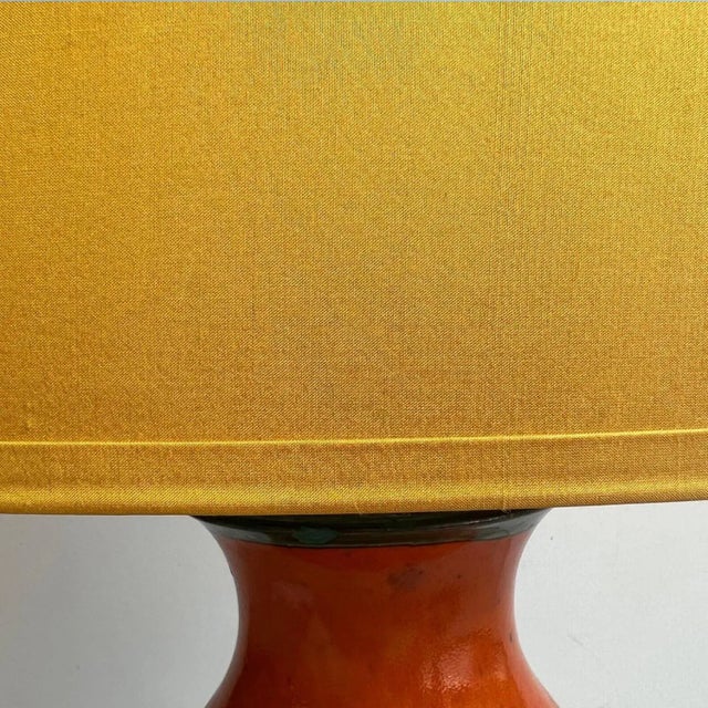 Fat Lava Green Brown Orange Ceramic Table Lamp, West Germany, 1970 For Sale - Image 10 of 18
