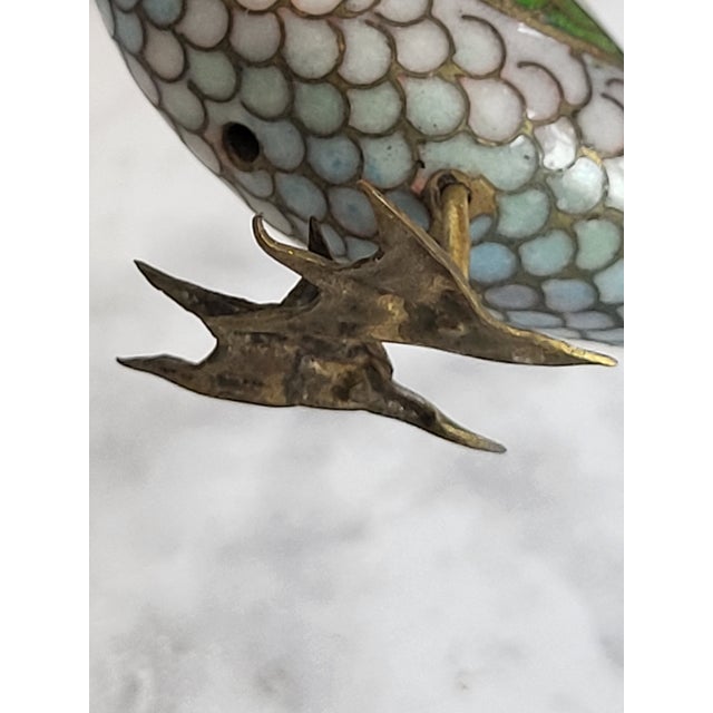 Vintage Chinese Cloisonné Enameled Brass Duck For Sale - Image 4 of 8
