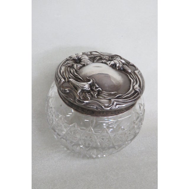 Cut Crystal Glass Dresser Powder Vanity Jar Box 4338b For Sale - Image 4 of 11