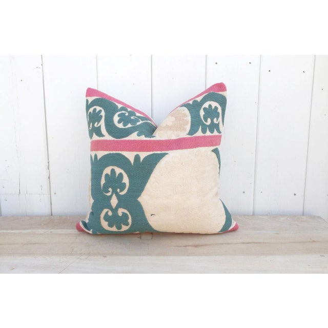 Bashful Beige Vintage Suzani Pillow For Sale - Image 9 of 9
