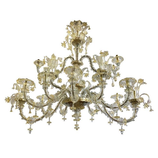 Boat Chandelier in Gold Crystal Murano Glass, 1950s For Sale - Image 10 of 10