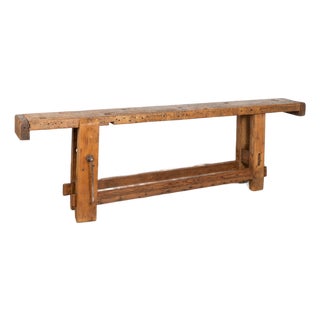 19th Century Rustic Carpenter's Workbench Console Table From France For Sale